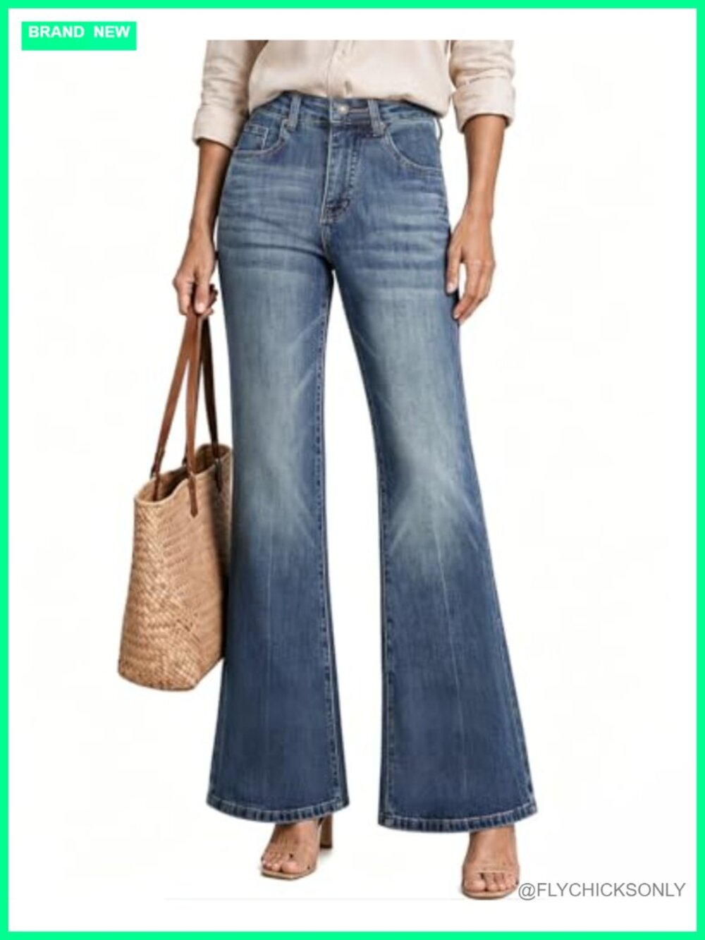 High Waisted Bell Bottom Jeans Stretchy Flare Bootcut Pants